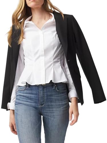 SUNNOW Women's Cinched Waist Long Sleeve Poplin Shirt Corset Seam Detail Blouse with...