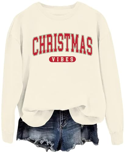 A AHHYESS Christmas Sweatshirts for Women Christmas Vibes Sweat Shirt for Men Funny Holiday Graphic Tees Graphic Hoodie