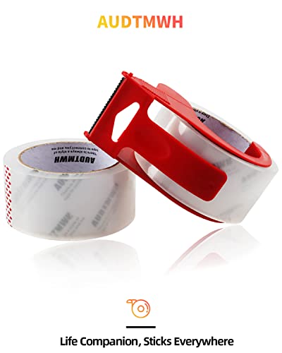 Audtmwh Clear Packing Tape, Heavy Duty Packaging Tape Designed For Packing, Moving, Shipping And Mailing,1.88" X 63 Yds, 2 Rolls W/1 Dispenser #TOP7