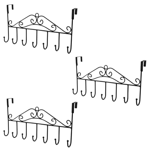 Image of JRM Over The Door Hanger with 7 Hooks - Heavy Duty Metal Hanging Rack Organizer for Clothes, Towels, Hats, Bags, Scarves - No Drilling Required, Steel Door Hook Rack for Bathroom, Closet, Office