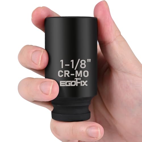 Image of 1 1 /8 Inch Socket 1 /2 inch Drive Deep Impact SAE Socket, Heat-Treated CR-MO Anti-Rounding 6 Point for Easy Removal of Axle Nut