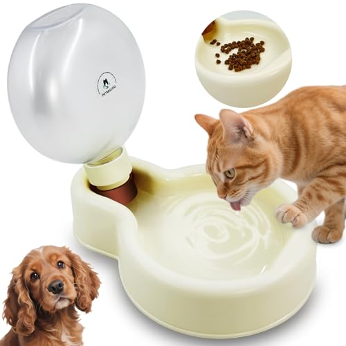 Dog Portable Water Bottle with Bowl - 16oz Large Capacity Outdoor Water Dispenser, Essential for Dogs' Camping, Hiking, Beach Trips, Road Trips, Park Walks & On-The-Go Activities (White Medium Size)