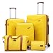 CONCEPTEN Expandable Luggage Sets 5 Piece, Hard Case Suitcase Set with Spinner Wheels,22x14x9 Airline Approved Carry on,Lightweight Durable Suitcase with TSA Lock, Yellow, L, Hardside Luggage With