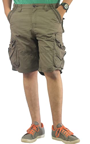 AERO CRAFT Mens Cotton Cargo Multi Pocket Shorts (38) Green 4