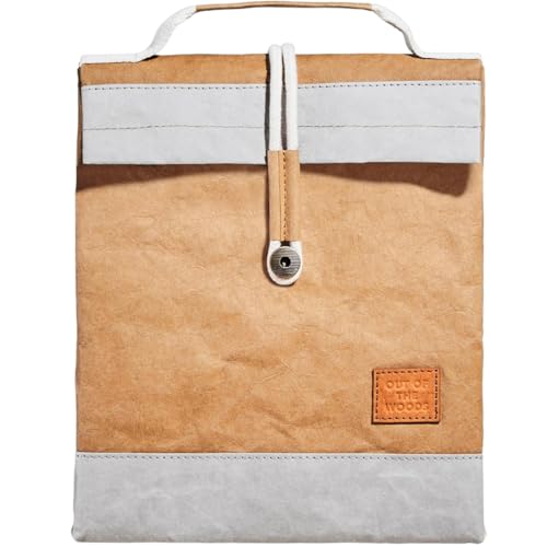 Out of the Woods Hedgehog Lunch Cooler, Reusable and Eco-Friendly, Washable Paper, Top Carrying Handle, Cord Closure, Keeps Lunch Fresh, Brown