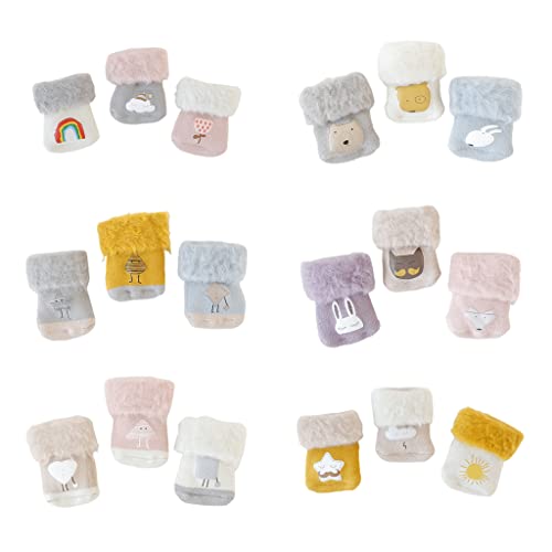 Sock,3 Pairs Comfortable Socks with Plus and Thicken Rainbow Geometric Cartoon for Sun for Toddler 0-5 Years3