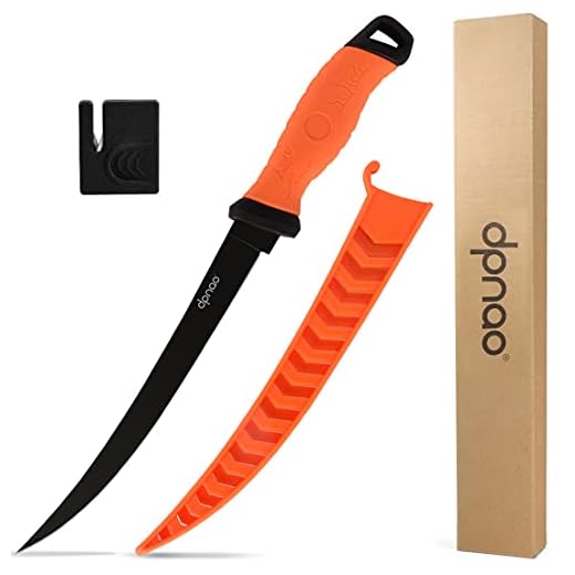 dpnao Fishing Fillet Knife, Sharp Flexible Stainless-Steel Blade 7’’-9’’, Professional Level Knives for Filleting and Boning Meat, Non-Slip Handles, Includes Protective Sheath and Sharpener