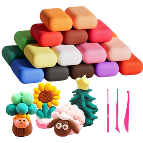 Arcilla Polimerica Secado al Aire,24 Colores Plastilina para Modelar, Plastilina Arcilla para Modelar para Niños, Regalo para Niños y Niñas de 3 a 12 Años