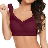 UHouse Brassiere Sport Femme sans Coutures sous Vêtements sans Armature Sports Bra Classiques Lingerie Comfit Bralette Soutien Gorge 01 Bordeaux L