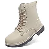 Topwolve Botas para Mujer Impermeable Botines de Tobillo Invierno Con Forrada CáLido Botas de Nieve,Beige,37 EU