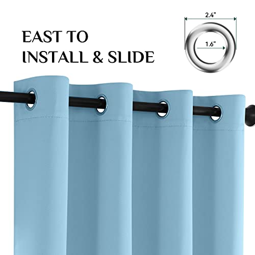 Softalker Blackout Curtains For Bedroom - Thermal Insulated Room Darkening Drapes With Tiebacks, Grommet Top Draperies For Living Room, 2 Panels Set (52 X 45 Inch, Baby Blue) #TOP4