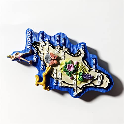 Imán decorativo de resina Rhodes Greece 3D para frigorífico miniatura 5