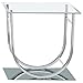 Coaster Home Furnishings - Danville - Square U-Shaped End Table with Electroplated Metal Frame, Glass Top and Mirrored Base - Living Room - 26-Inch - Chrome - 704987