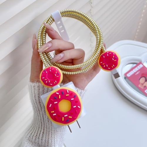 Image of Protective Charger Case for iPhone 18W 20W iPhone 15 14 13 12 11 Pro Max Charging Cable Charger Protective Cover Data Cable Protective Sleeve -(Doughnut), Multicolor