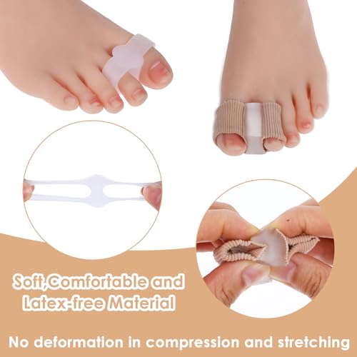 Image of Ptwola 4pcs Gel Toe Separators Bunion Corrector with 2 Loops Big Toe Spacers Overlapping Toes Spacers Hammer Toe Straightener Soft Breathable Elasticity Bunion Spacers for Women Men Relieve Foot Pain