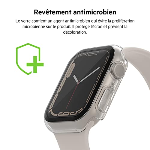 Belkin ScreenForce Apple Watch 41 mm, 40 mm Series 8, SE, 7, 6, 5, 4 Bumper Case avec protecteur d'écran en verre trempé intégré, résistant aux rayures et facile à installer - Noir