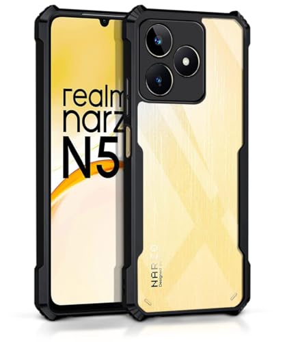 Image of WOW IMAGINE ShockProof Clear Protective Back Case for Realme Narzo N53 | Realme C53 | Realme C51 - AirEDGE Technology | 360 Degree Camera Protection | Transparent Hybrid Back Case Mobile Cover - Black