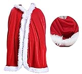 Christmas Santa Claus Cloak Velvet Hooded Cape Costume for Adults and Kids SJR01 (M-100cm)