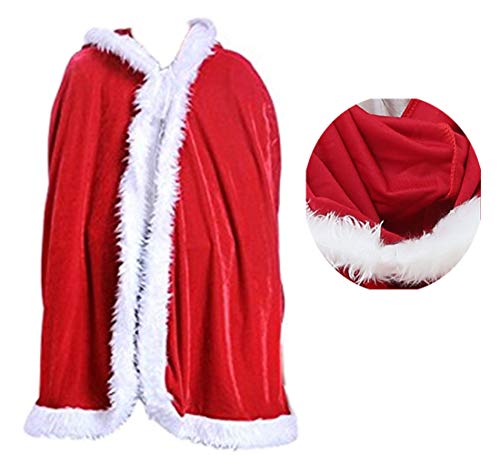 Christmas Santa Claus Cloak Velvet Hooded Cape Costume for Adults and Kids SJR01 (M-100cm)