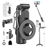 Upgrated 5-in-1 Magnetic Selfie Stick with Remote for Cell Phone 360° Rotation.Can Transforms into Mini Tripod/Camera Grip/Handheld Stabilizer/Phone Stand.Extend to 25 inches
