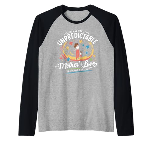 Autism Life Unpredictable Autism Awareness Mom Daughter Camiseta Manga Raglan