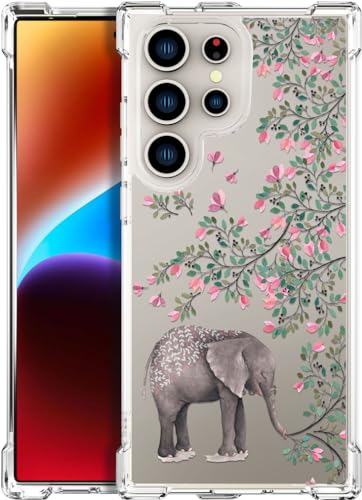 ENDIY for Samsung Galaxy S24 Ultra Case - Clear Chic Elephant