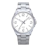 NUOVO Men's Classic Watch 41mm White Dial Stainless Steel Case and Band Analog Display Arabic Numerals Water Resistant