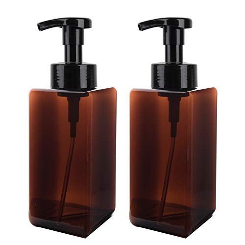 JiatuA 650 ML Distributeur Savon Mousse, Lot de 2 Flacon Pompe Vide en Plastique Liquide Conteneur de Bouteille pour la Cuisine et la Salle de Bain - Marron Cover