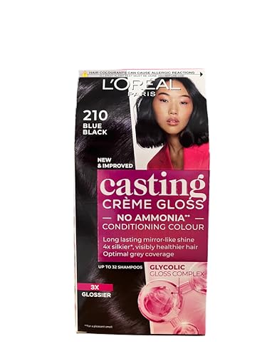 L'Oreal Casting Cream Gloss, 210, Blue Black, (paquete de 3)