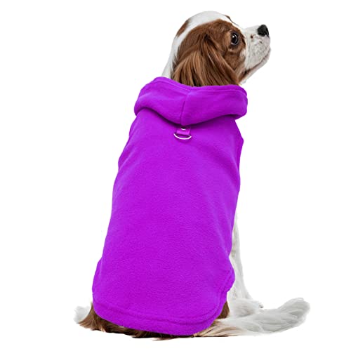 Dog Hoodie Pet Fleece Sweater With Hat Warm Soft Dogs Winter Coat Jacket With Leash Attachment For Small Medium Dogs Purple Small #TOP5