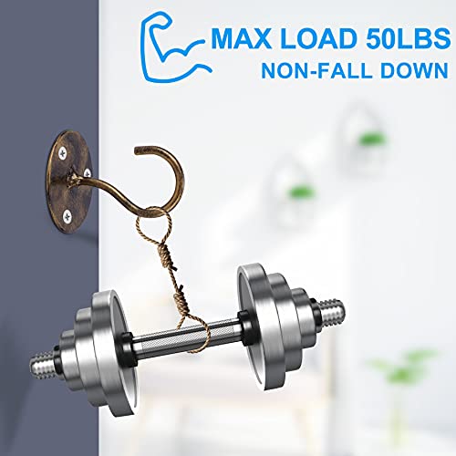 Image of Ceiling Hooks for Hanging Plants - Metal Plant Bracket Iron Wall Mount Lanterns Hangers for Hanging Bird Feeders, Lanterns, Wind Chimes, Planters, Outdoor Decoration Hooks (Bronze)