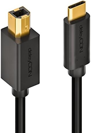 deleyCON 1,5m Kabel USB 2.0 - Męski Typ C na USB B - Kabel do Transmisji Danych Kabel do Drukarki Kompatybilny z Apple Huawei Samsung Dell Lenovo iMac PC Laptop Drukarka Zewnętrzny Dysk Twardy Skaner