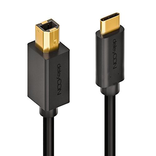 deleyCON 1 m kabel USB 2.0 - wtyczka typu C na USB B - kabel do transmisji danych kabel do drukarki np. IMac Computer Drukarka zewnętrzny dysk twardy skaner - czarny