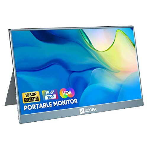 Arzopa Portable Monitor for Laptop, 15.6'' 1080P HDR FreeSync Portable Laptop Monitor USB C 3.1 HDMI IPS Portable Display Second Screen External Monitor for Laptop Computer PC Xbox PS5 Switch - Gray