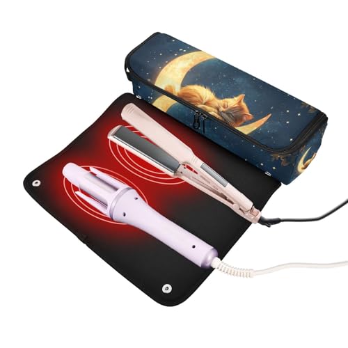Bolsa de viaje para herramientas de cabello para mujer con tapete resistente al calor removible, impermeable, para plancha, rizador y secadora miniatura 2
