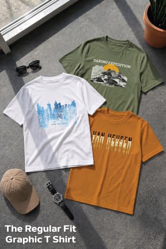 Image of Van Heusen Men's Athleisure Graphic T-Shirt - Comfortable Crew Neck| Soft Breathable Cotton Blend | Casual Wear Style | Summer Favorite | Style 60054