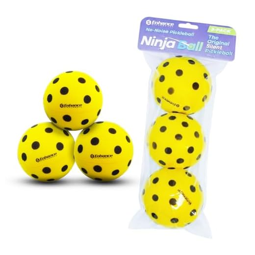Enhance Pickleball Ninja Ball - The Original Silent Pickleball - Foam Balls for Quiet Practice - Comes with 3 Balls - Indoor or Outdoor Use