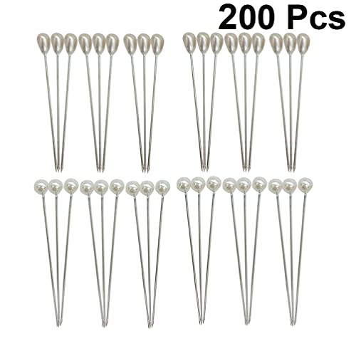 Healifty 200Pcs Costura Alfinetes de Costureira Alfinetes de Cabeça Pérola Branca Em Linha Reta Pino