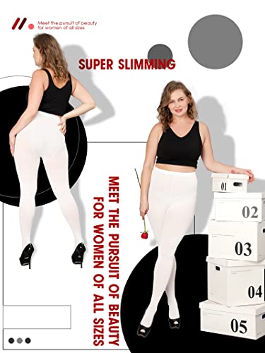 Image of DancMolly Plus Size Tights for Women, Control Top Semi Opaque Nylon Pantyhose High Waist