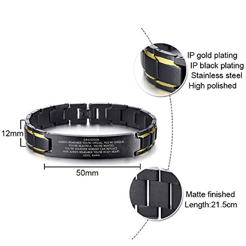 MakeAGift To My Grandson From NANA. My Grandson, You're Special. You're in my heart. Black Stainless Steel Bracelet. Grandsons Gifts From Grandmother. Graduation Gifts To Grandson From Grandparents - Image 5