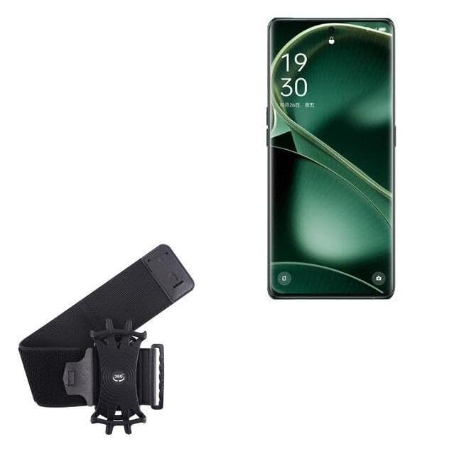 BoxWave Holster Compatible with Oppo Find X6 - ActiveStretch Sport Armband, Adjustable Armband for Workout and Running - Jet Black