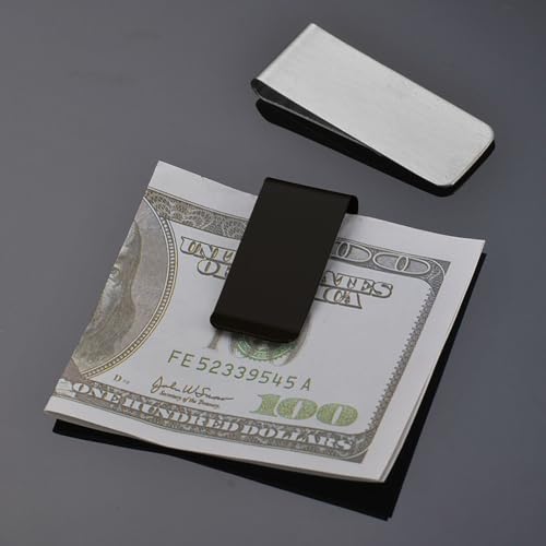 2 pack Stainless Steel Money Clip Slim Handiness Cash Metal Credit Card Holder Minimalist Front Pocket Wallet Men's Gift(black)4