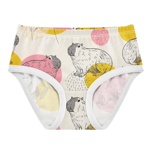 Girls Underwear Toddler 2t Cotton Cute Panties Girl Personalized Kids Undies Briefs Pink Yellow Capybaras Beige