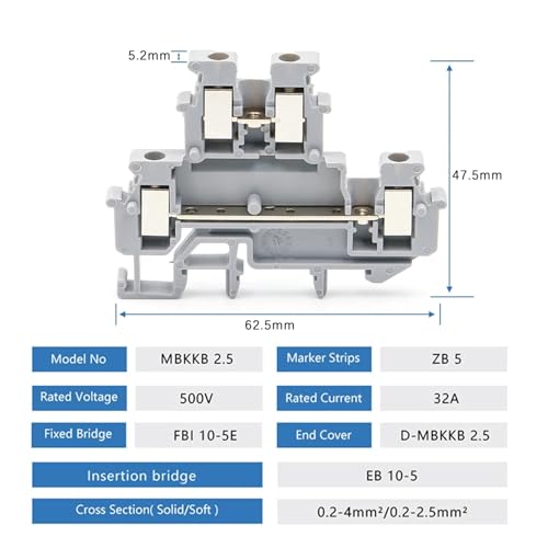 Bloque de terminales de doble capa MBKKB-2.5 para optimizar el espacio en cuadros de carril DIN 5