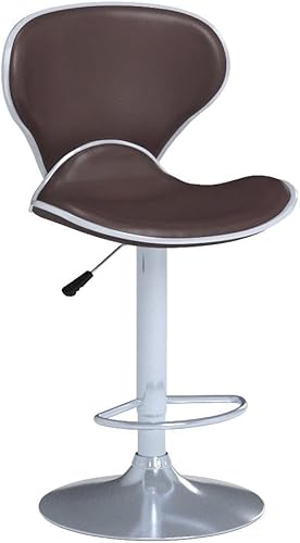Miniatura 5 de Sillas giratorias taburetes de bar y modernas ajustable de piel sintética, conjunto de 2, Cuero, Marrón