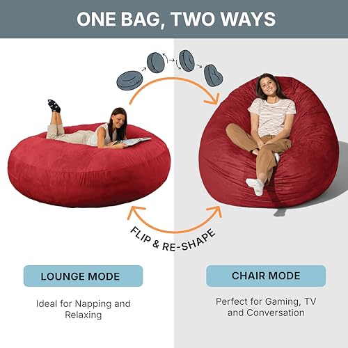 Image of Jaxx 6 Foot Cocoon - 2-in-1 Convertible Bean Bag Bed & Large Bean Bag Chair for Adults, Cinnabar