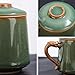 fanquare Handmade Porcelain Tea Cup with Lid and Infuser, Green Crack Glaze Ceramic Coffee Mug, Dishwasher Safe, Chinese Single Tea Cup for Adults Home Office