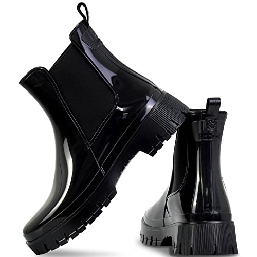 Lemon Jelly Short Rain Boots - Casual, Lemon-Scented Chelsea Boots - Water-Friendly Rain Shoes - Slip-On Ankle Platform Booties4