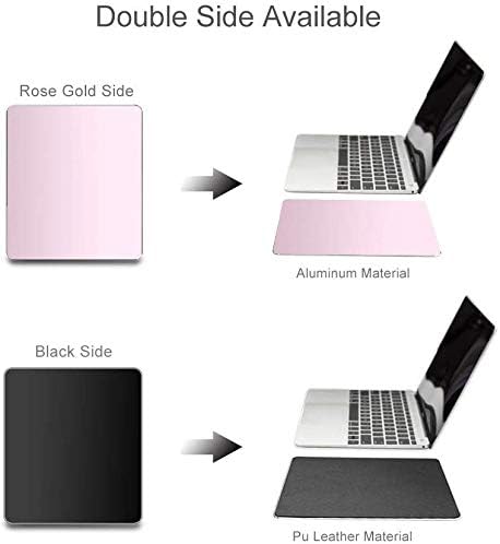 Thin Hard Mouse Pad Aluminum Alloy Mouse Pad Winter and Summer Dual-Use Waterproof Antiski Matte Metal/High-Grade PU Leather Mouse Pad (Rose Gold, 8.7X7.1)