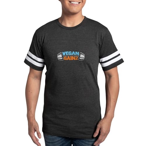 CafePress Vegan Gainz Bodybuilder Gym Weightlifting T Shirt Men's Football T-Shirt Smoke Gray